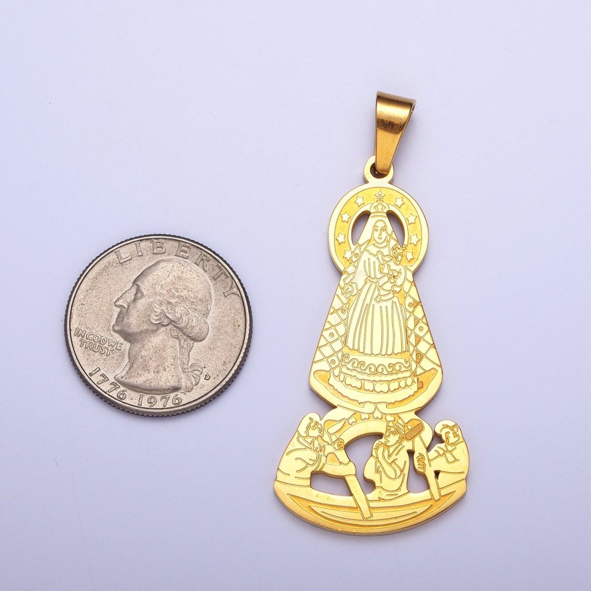Gold Virgin Mary and Baby Jesus Pendant For Catholic Jewelry Making X-650
