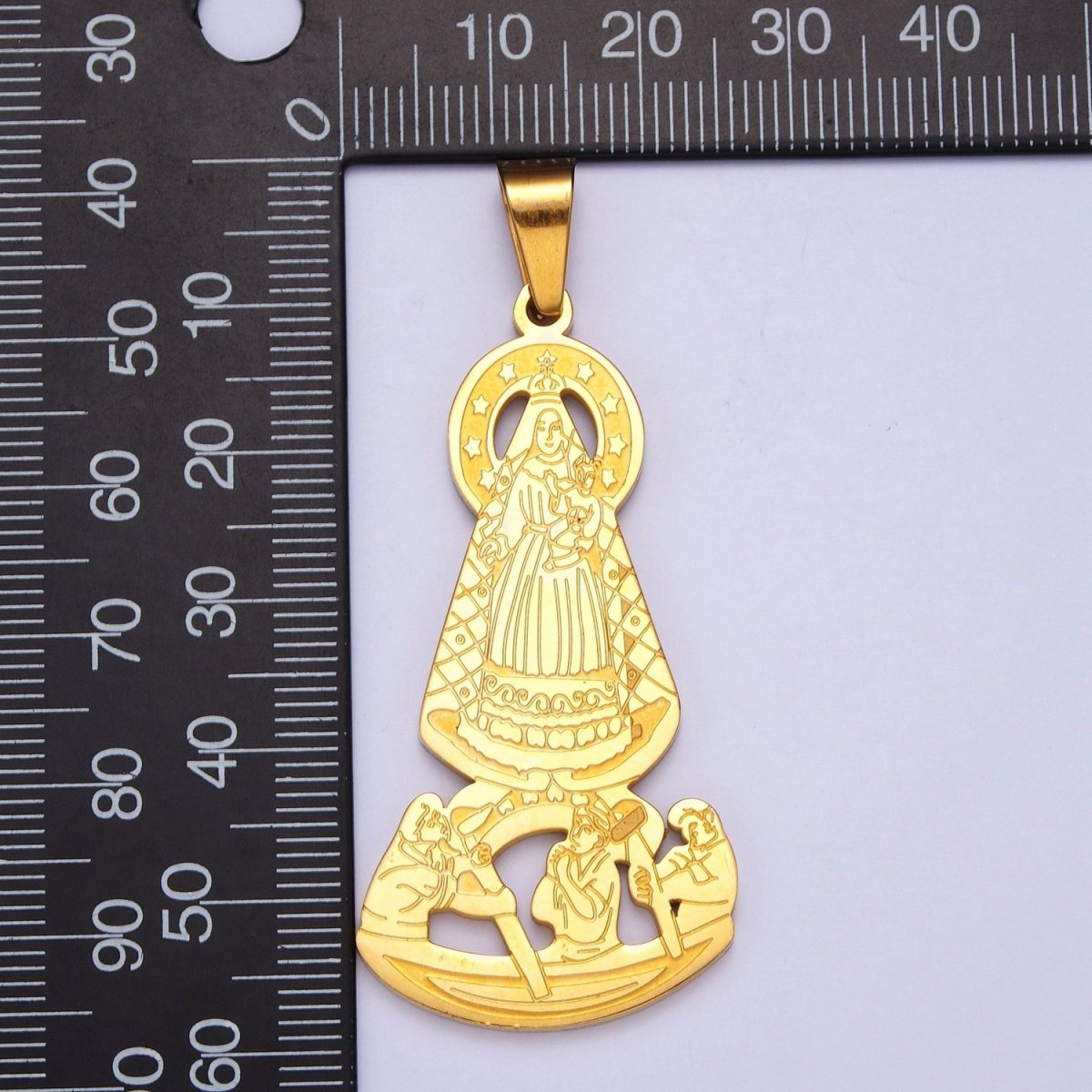 Gold Virgin Mary and Baby Jesus Pendant For Catholic Jewelry Making X-650