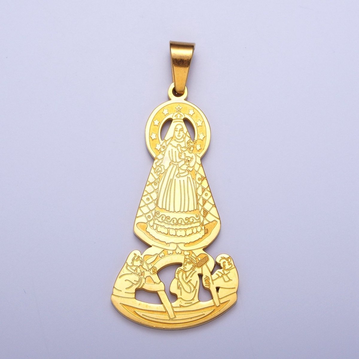 Gold Virgin Mary and Baby Jesus Pendant For Catholic Jewelry Making X-650