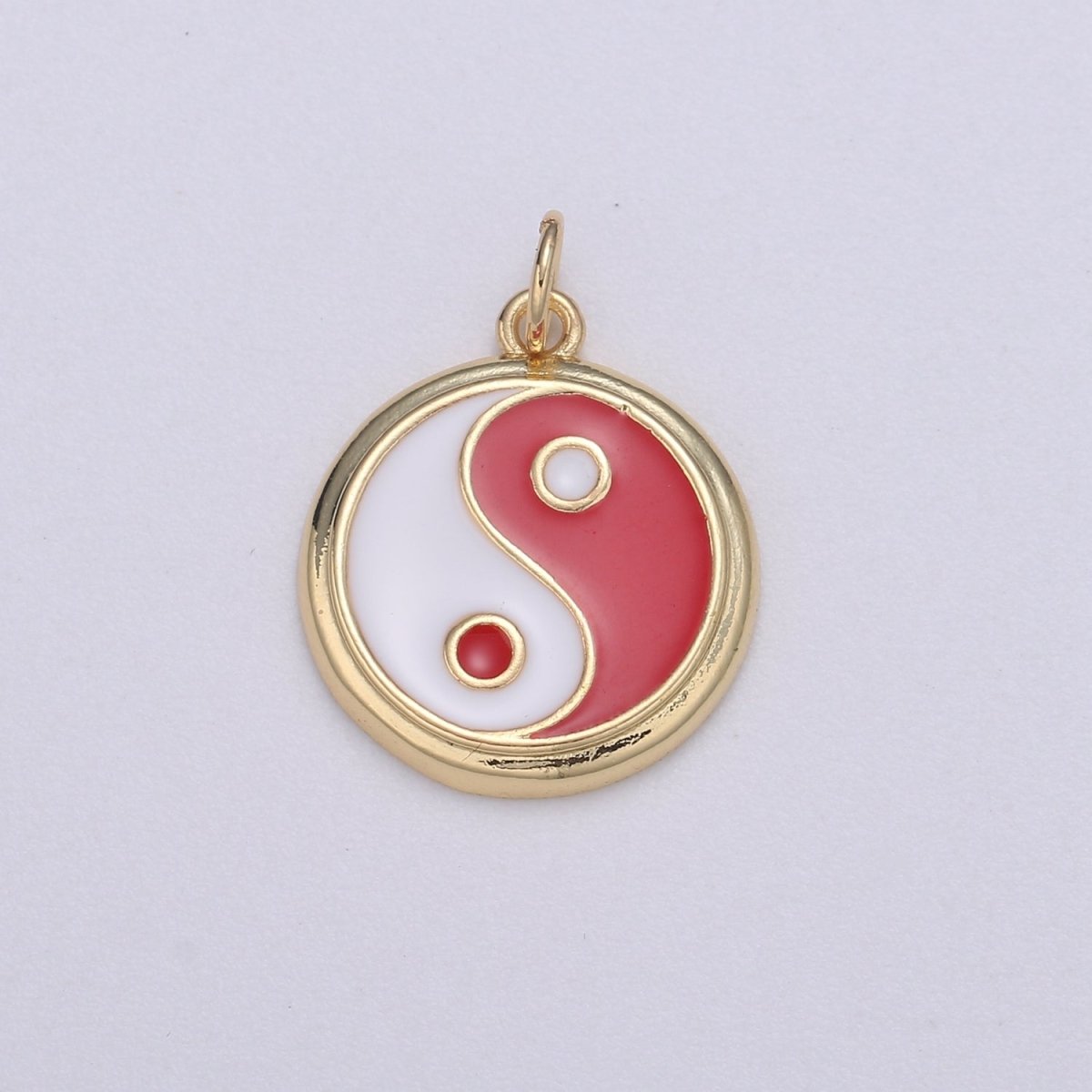 Gold yin yang charm, 14K Gold Filled Coin Charm Dainty Yin & Yang Charms for Bracelet Necklace Earring Component Colorful Enamel Pendant E-238 - E-246