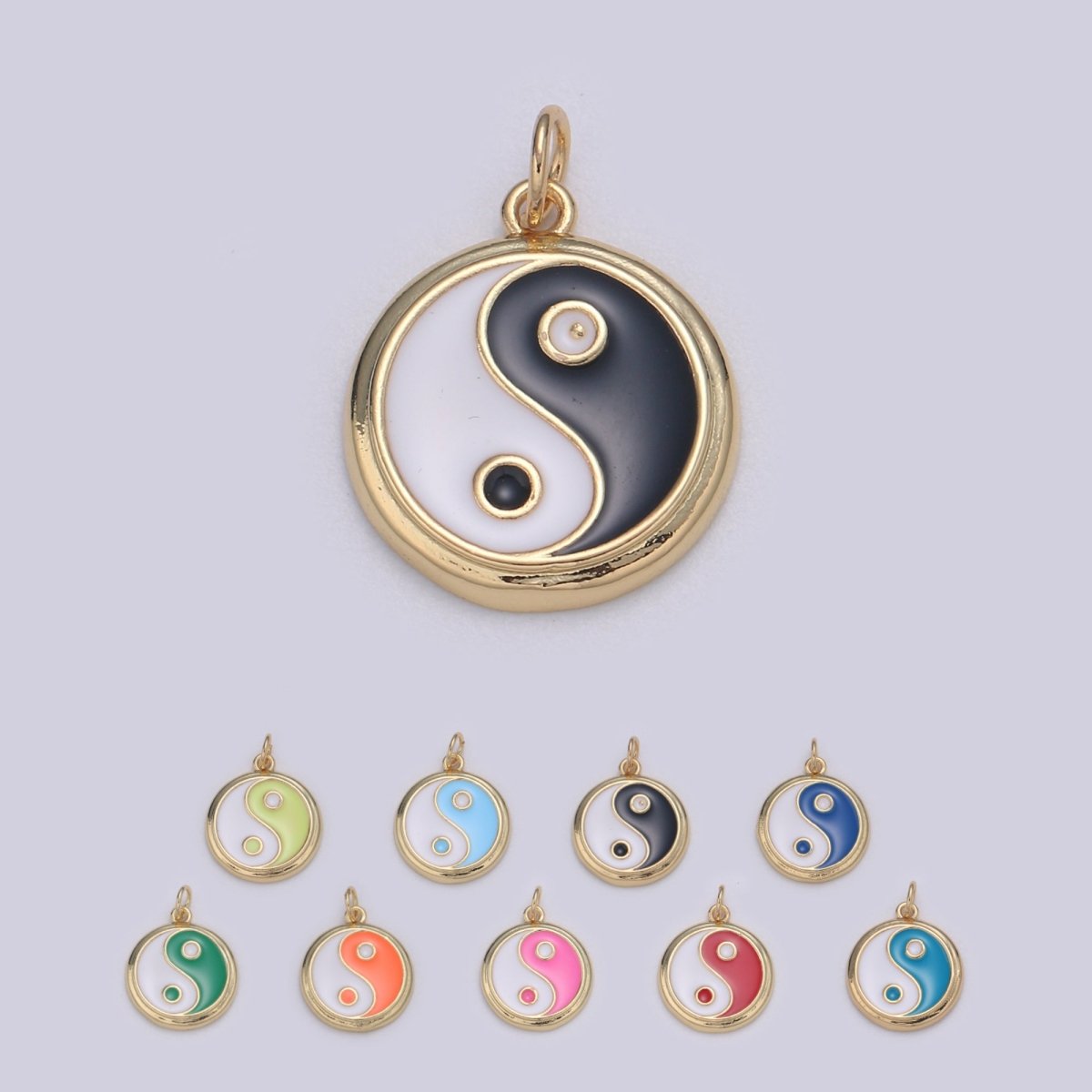 Gold yin yang charm, 14K Gold Filled Coin Charm Dainty Yin & Yang Charms for Bracelet Necklace Earring Component Colorful Enamel Pendant E-238 - E-246