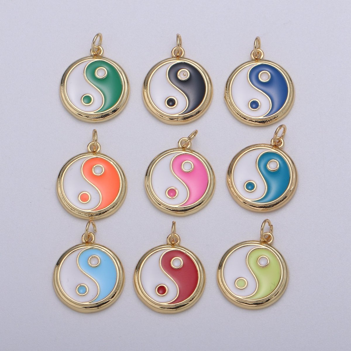 Gold yin yang charm, 14K Gold Filled Coin Charm Dainty Yin & Yang Charms for Bracelet Necklace Earring Component Colorful Enamel Pendant E-238 - E-246
