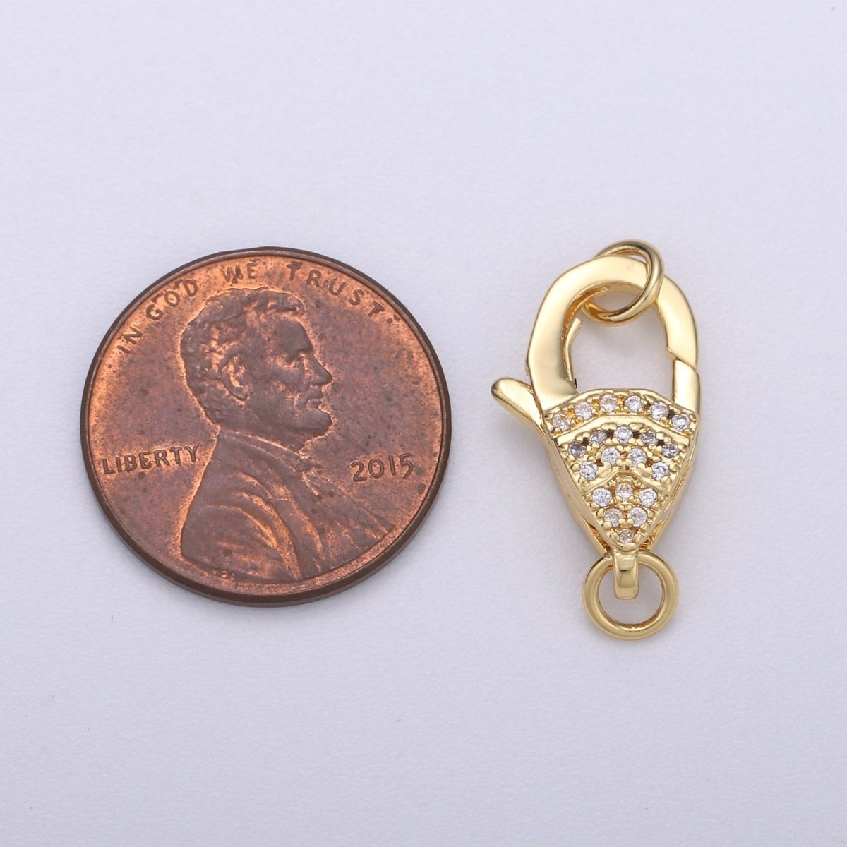Golden Lobster Clasp Gold Filled with CZ Crystal For DIY Necklace Bracelet Jewelry Making  K-603