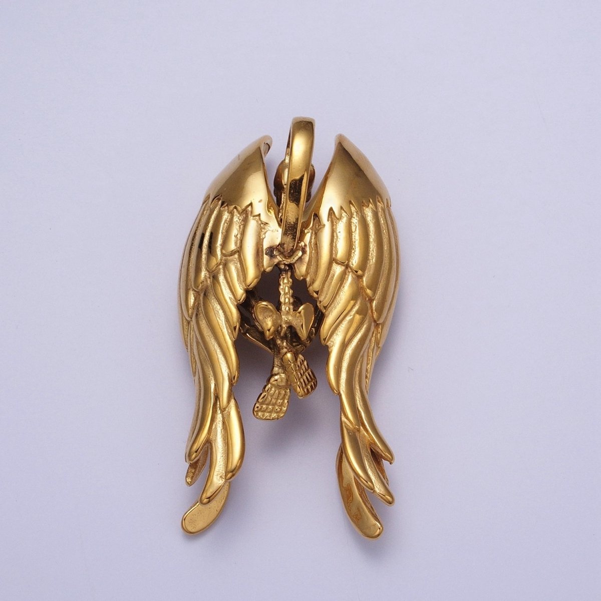Gothic Winged Skeleton Stainless Steel Pendant in Gold & Silver | X-665 X-666