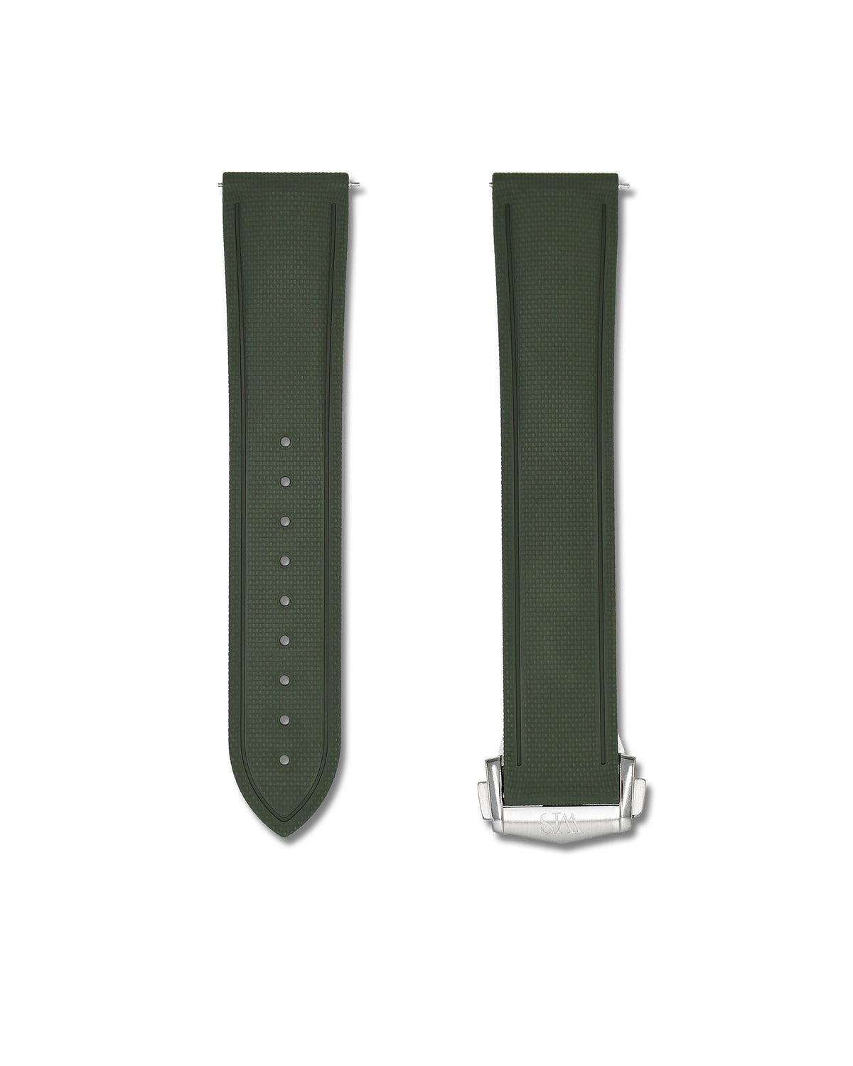 Forest Green Deployant Clasp Quick Release Rubber Sailcloth Strap 23mm