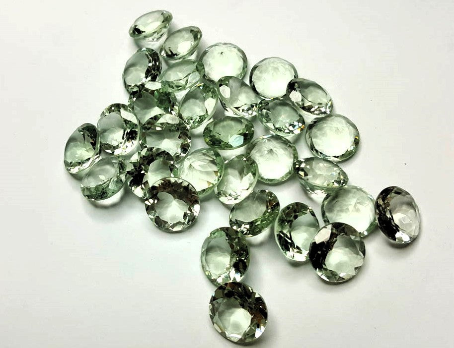 Green Amethyst Prasiolite Round Cut Loose Gemstones Brazilian Natural AA