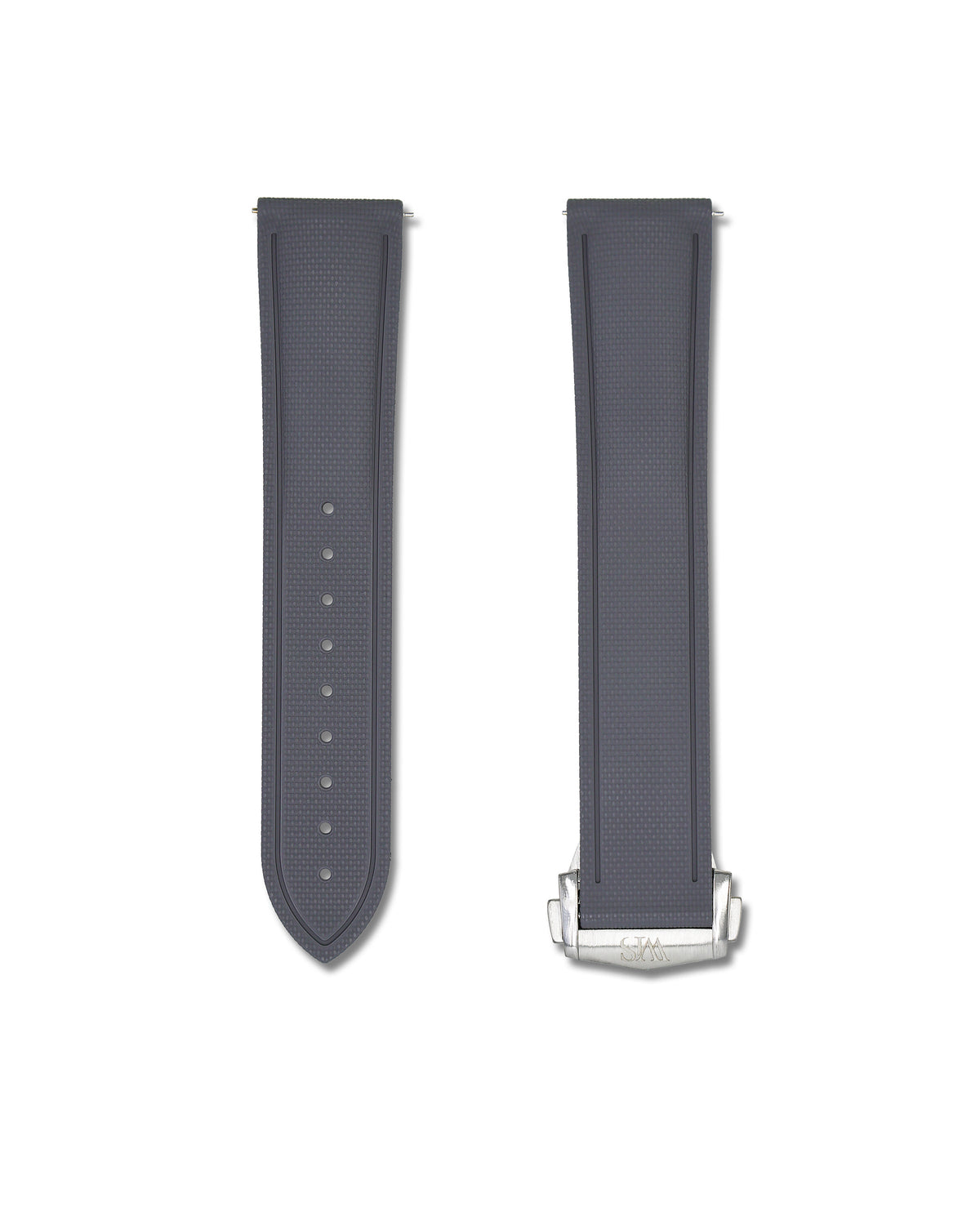 Slate Grey Deployant Clasp Quick Release Rubber Sailcloth Strap 22mm