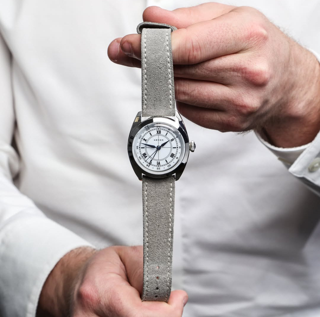 Slate Grey Suede Leather Watch Strap 20mm