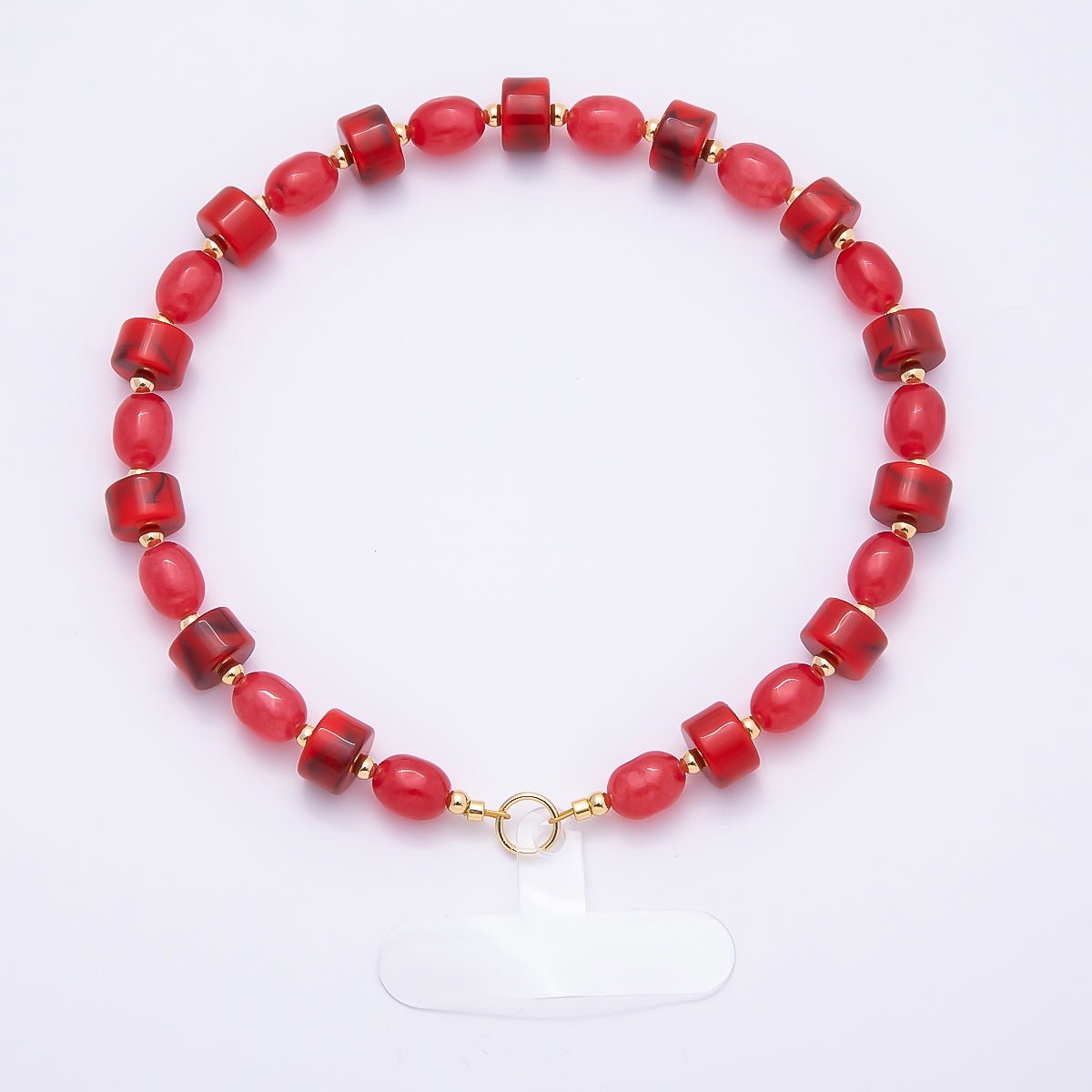 Handmade Green, Red, Pink, Grey, Blue Rondelle Gemstone Phone Lanyard Wristlet | WB-00332 ~ WB-00340