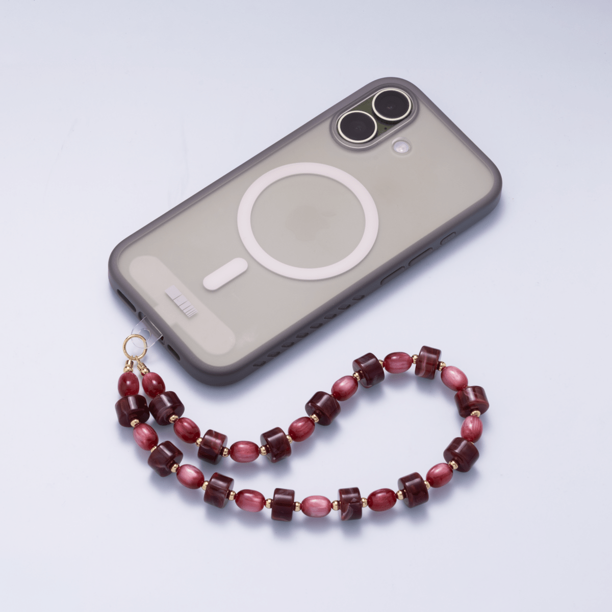 Handmade Green, Red, Pink, Grey, Blue Rondelle Gemstone Phone Lanyard Wristlet | WB-00332 ~ WB-00340