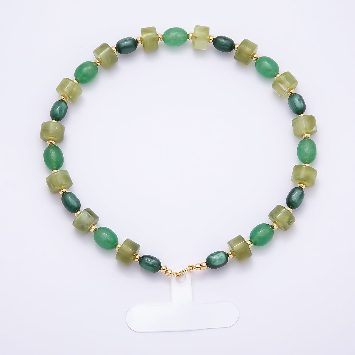 Handmade Green, Red, Pink, Grey, Blue Rondelle Gemstone Phone Lanyard Wristlet | WB-00332 ~ WB-00340