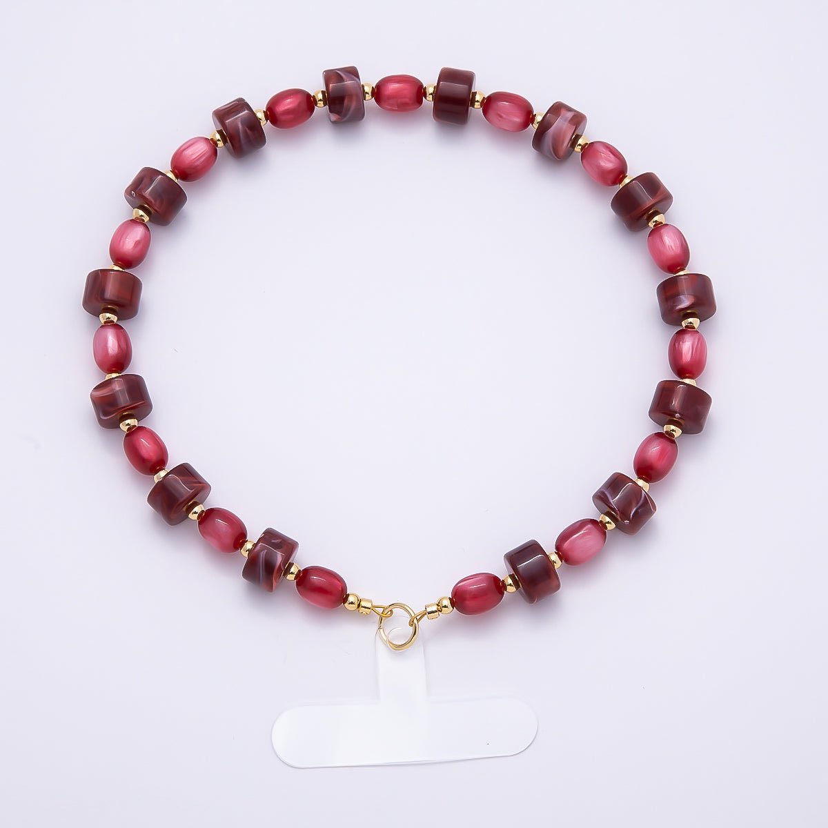 Handmade Green, Red, Pink, Grey, Blue Rondelle Gemstone Phone Lanyard Wristlet | WB-00332 ~ WB-00340