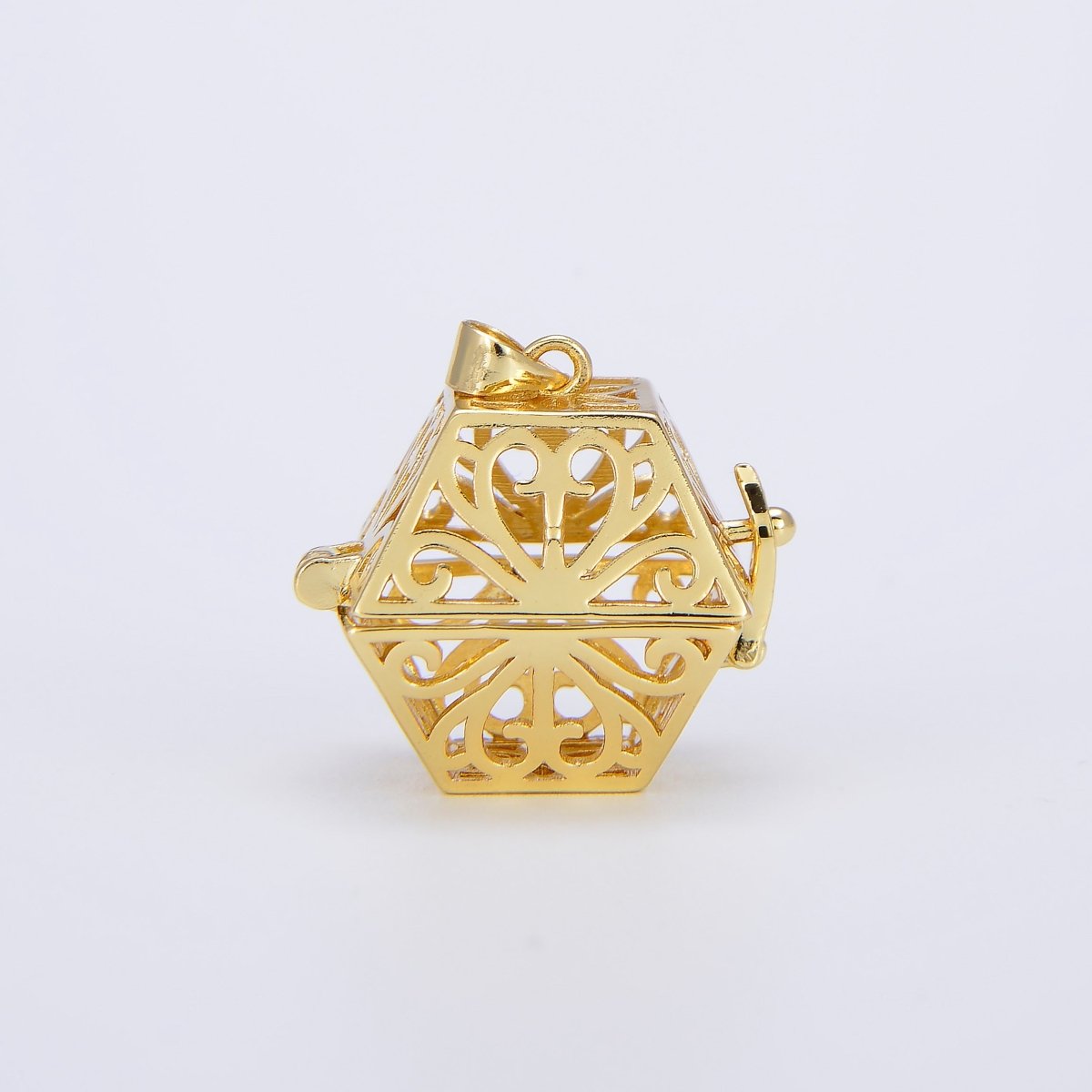 Healing Stone cage locket pendant Gold Hexagon Pendant, Gemstone Diffused Jewelry Making, DIY Gemstone Natural Stone Locket Charms necklace H-738
