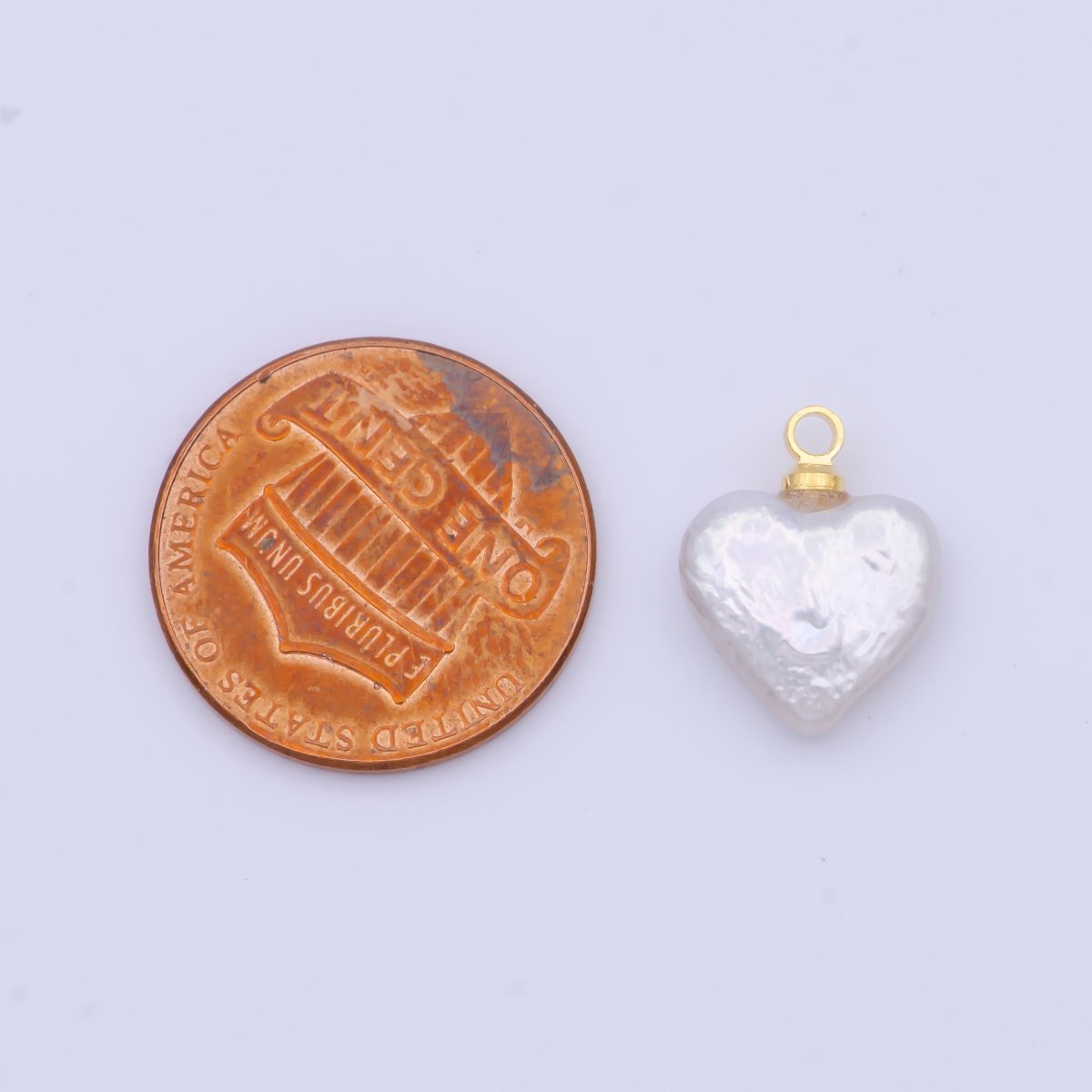 Heart Flat 14mm Natural White Freshwater Pearl Charm  C-188