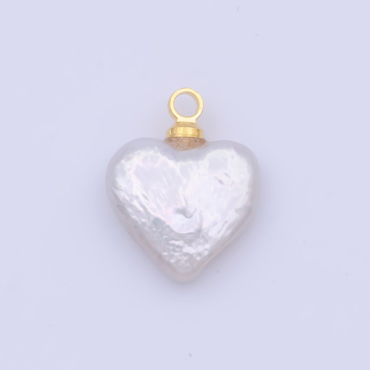 Heart Flat 14mm Natural White Freshwater Pearl Charm  C-188