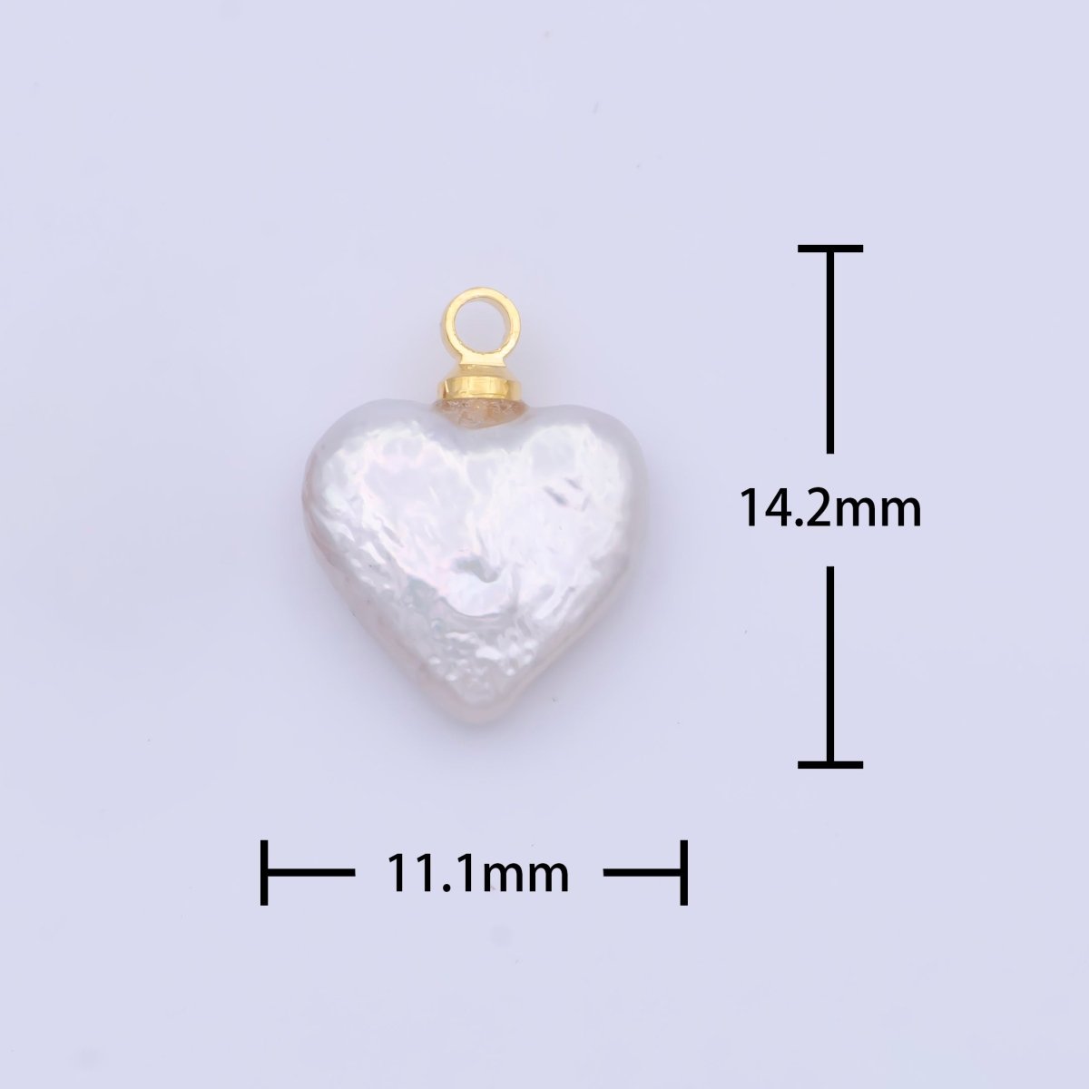 Heart Flat 14mm Natural White Freshwater Pearl Charm  C-188