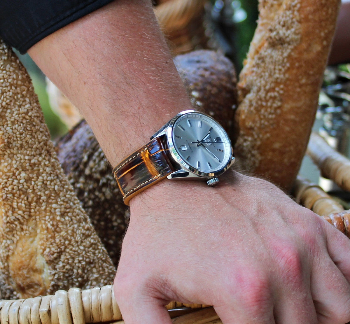 Honey Cognac Alligator Leather Watch Strap 20mm