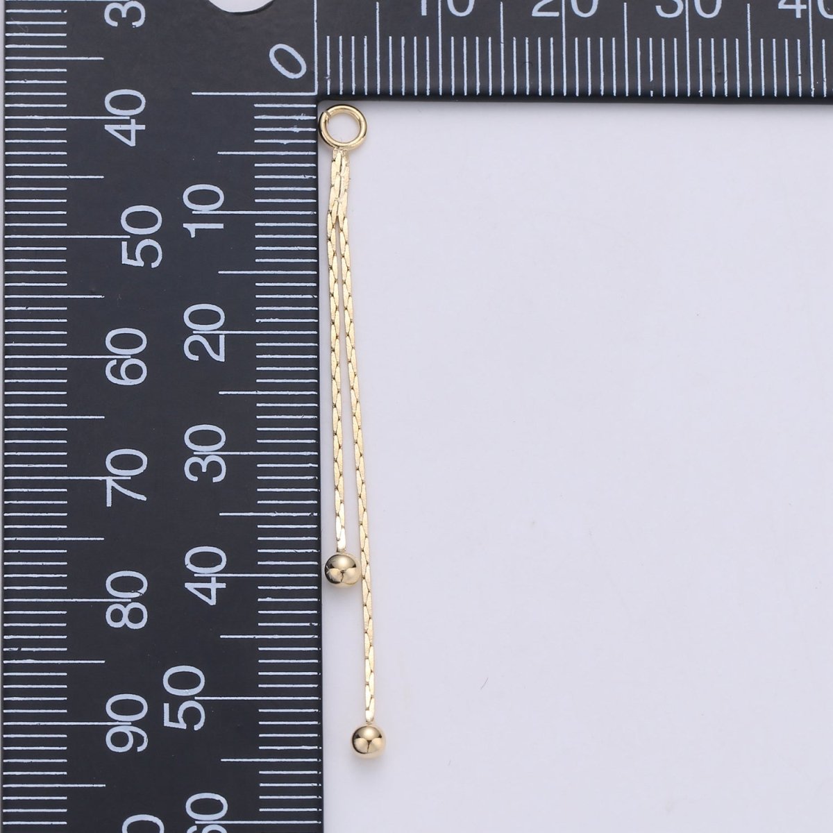 Hypoallergenic 44mm Gold Cobra Chain Beaded Double Strand Tassel Charm Supply Fringe Jewelry | K-420