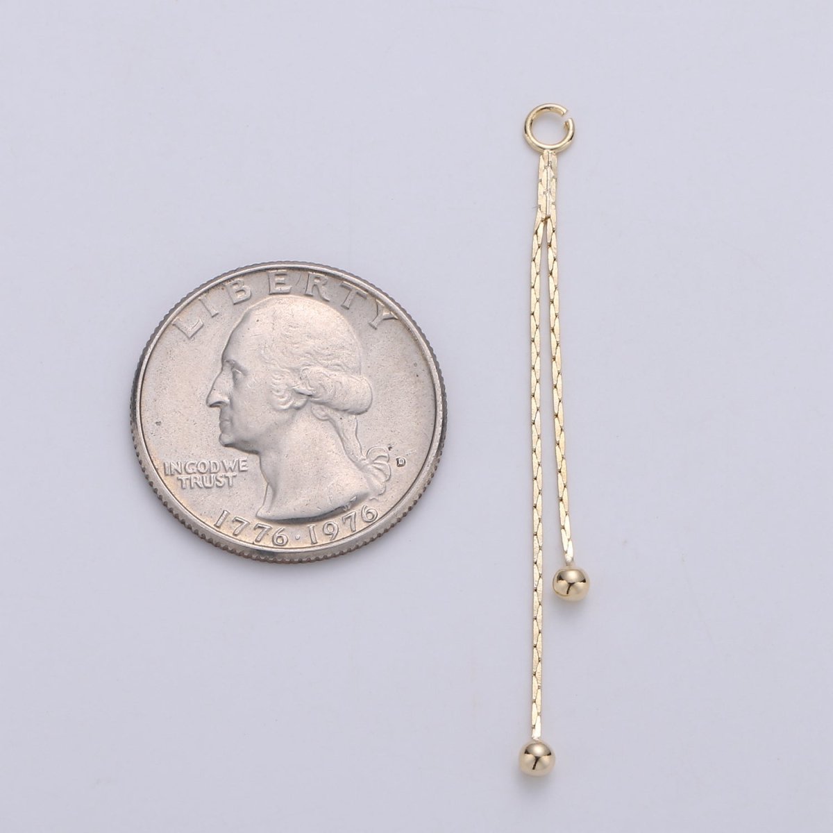 Hypoallergenic 44mm Gold Cobra Chain Beaded Double Strand Tassel Charm Supply Fringe Jewelry | K-420