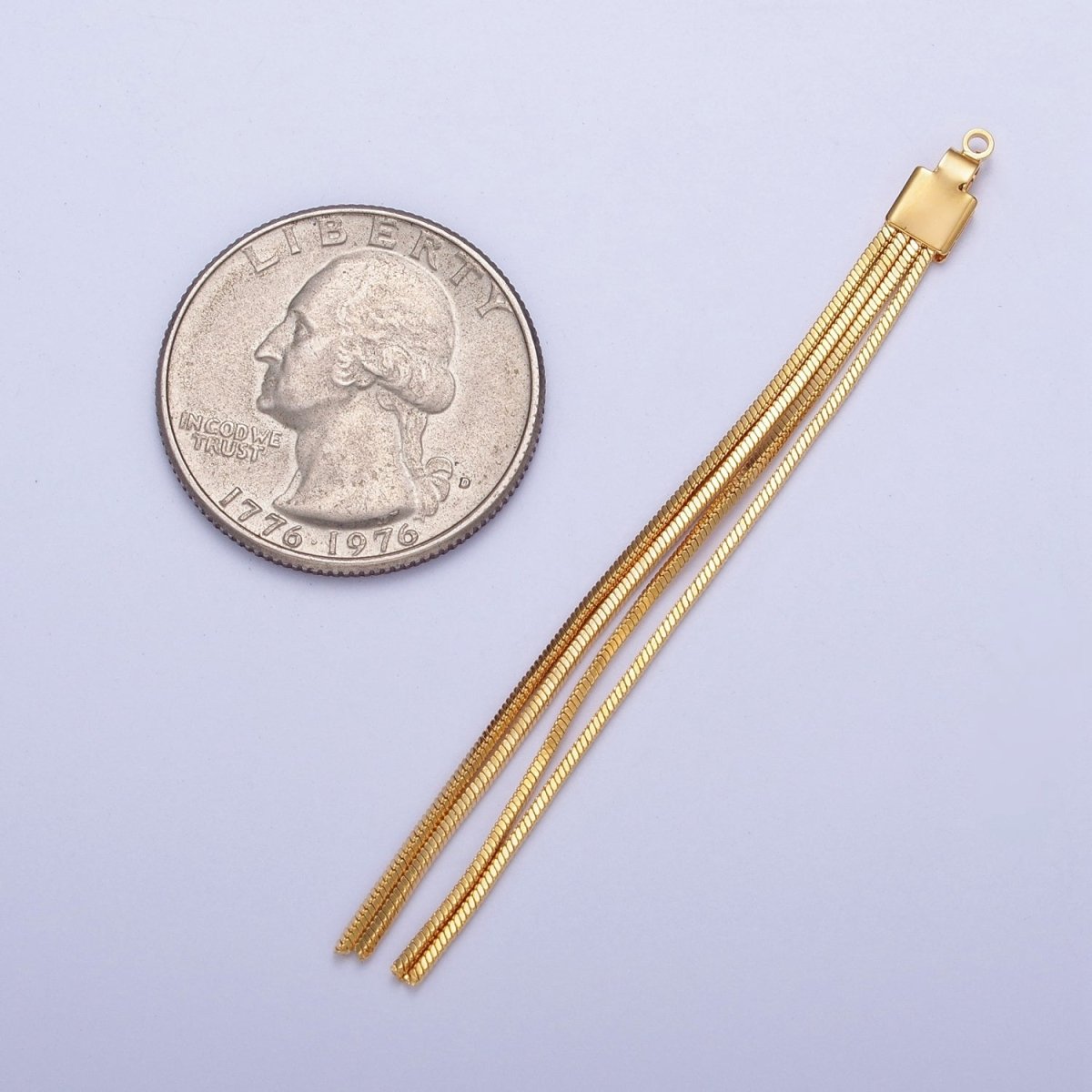 Hypoallergenic 66mm Gold Four Box Chain Tassels Charm, Jewelry Supply For DIY Making L-836