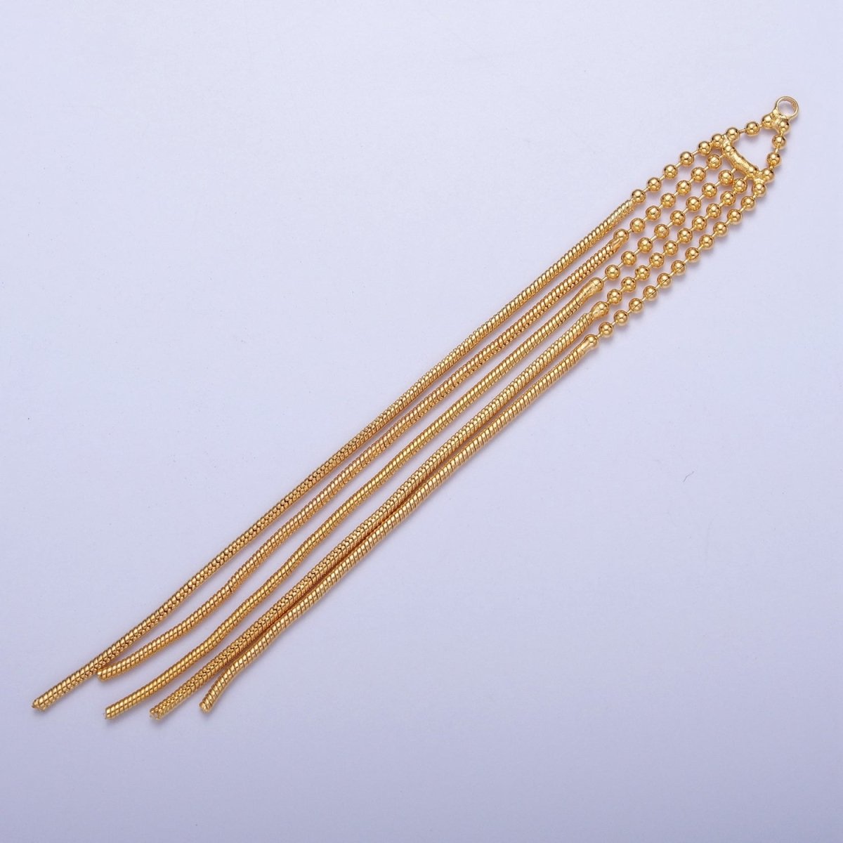 Hypoallergenic 89mm Gold Beaded & Snake Omega Chain Tassel Charm, Jewelry Supply For DIY Making L-835