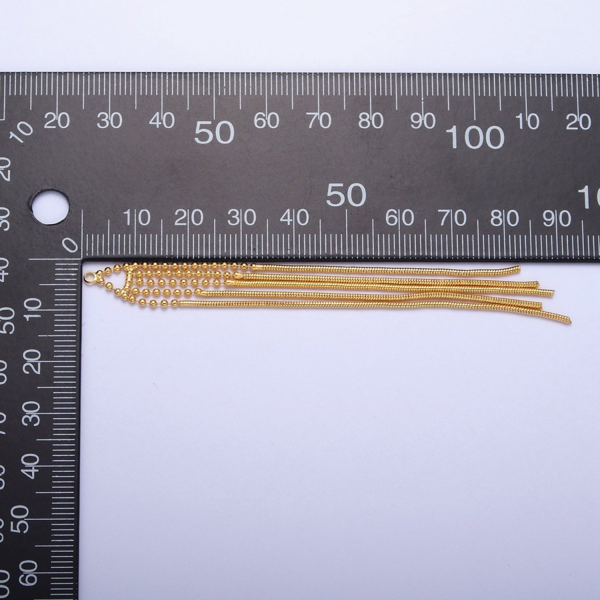 Hypoallergenic 89mm Gold Beaded & Snake Omega Chain Tassel Charm, Jewelry Supply For DIY Making L-835