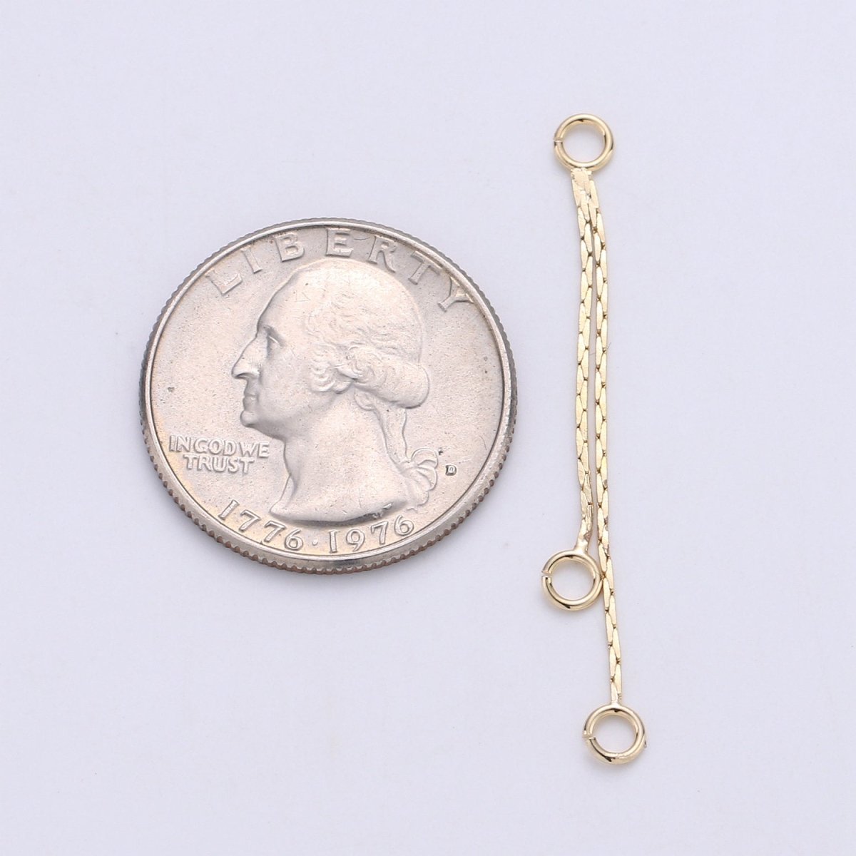 Hypoallergenic Gold Cobra Chain Double Loop Tassel Charm Supply | K-425