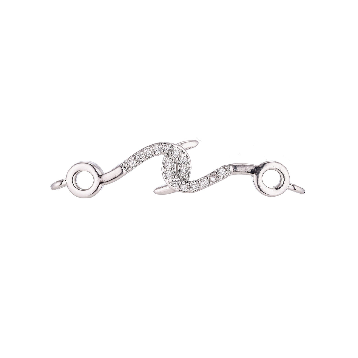 Gold Filled Hook Tangled Cubic Zirconia Bracelet Charm Bead Connector For Jewelry Making Finding F-067