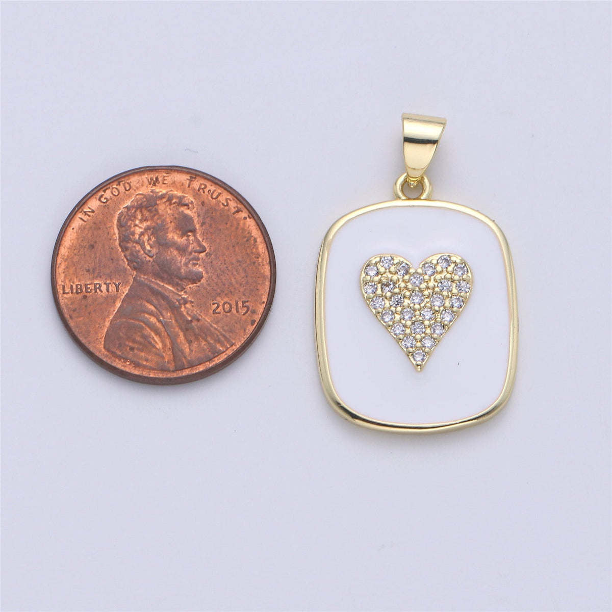 Gold Enamel Heart Charm Military Tag Pendant, Black White Love charm, Enamel Jewelry for Necklace Component I-448 I-449