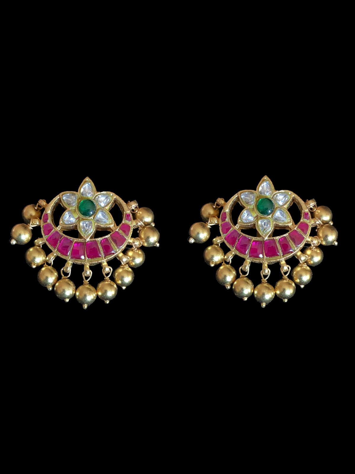 Gold-Plated Silver Pendant Set in Kundan & Kemp Stones | Handcrafted 92.5 Silver Jewelry
( READY TO SHIP )