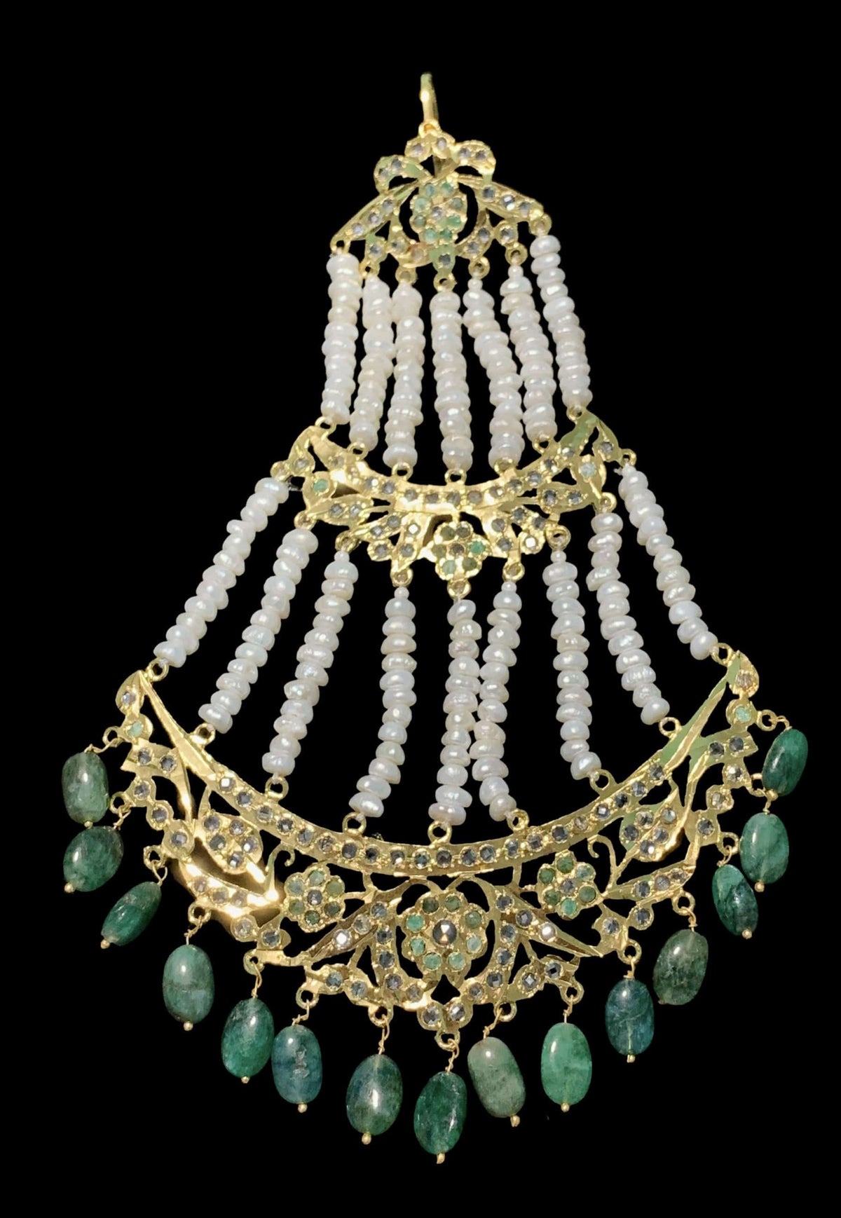 Insia bridal jadavi lacha satlada set in emeralds , ( READY TO SHIP )