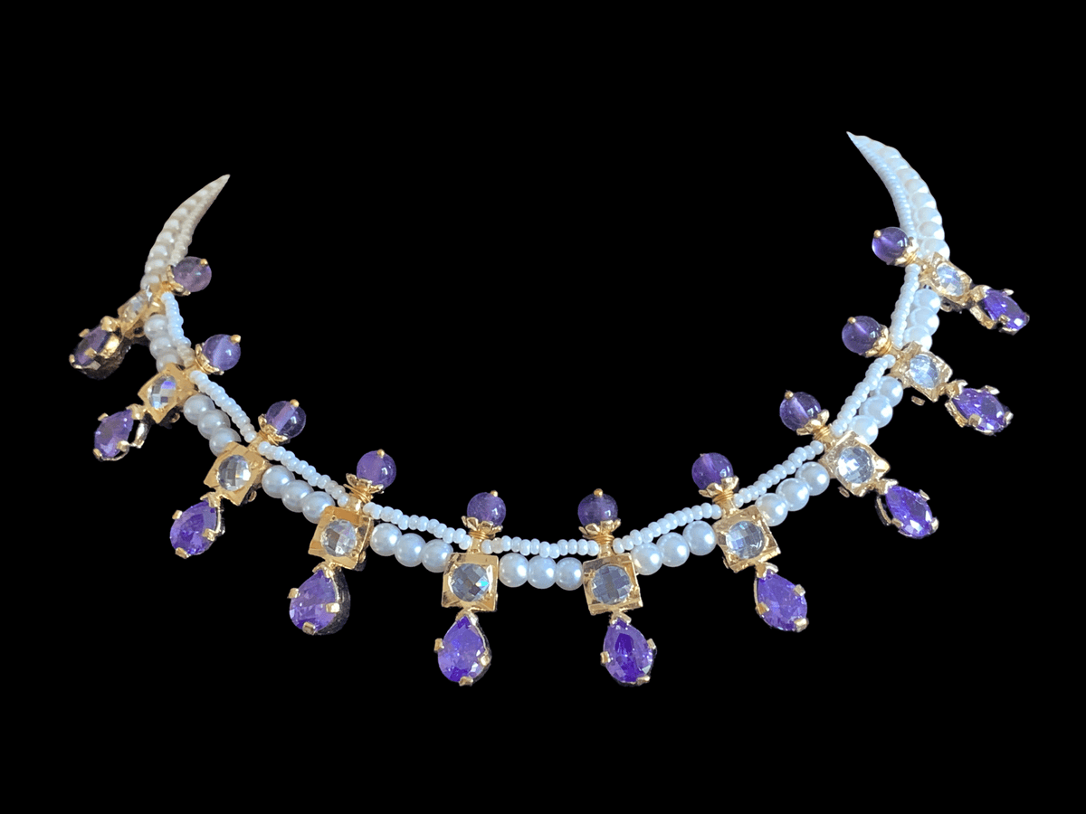 NS253 Kiara neckalce set in amethyst   ( SHIPS IN 4 WEEKS )
