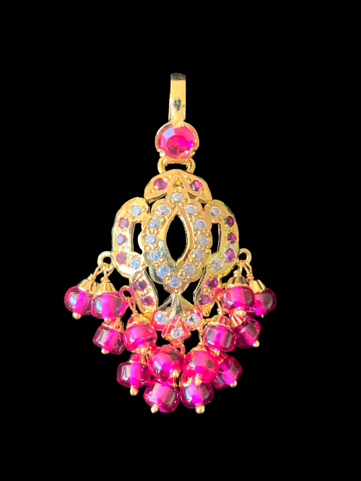 Ruby Zircon Gold-Plated Silver Pendant Set ( READY TO SHIP )