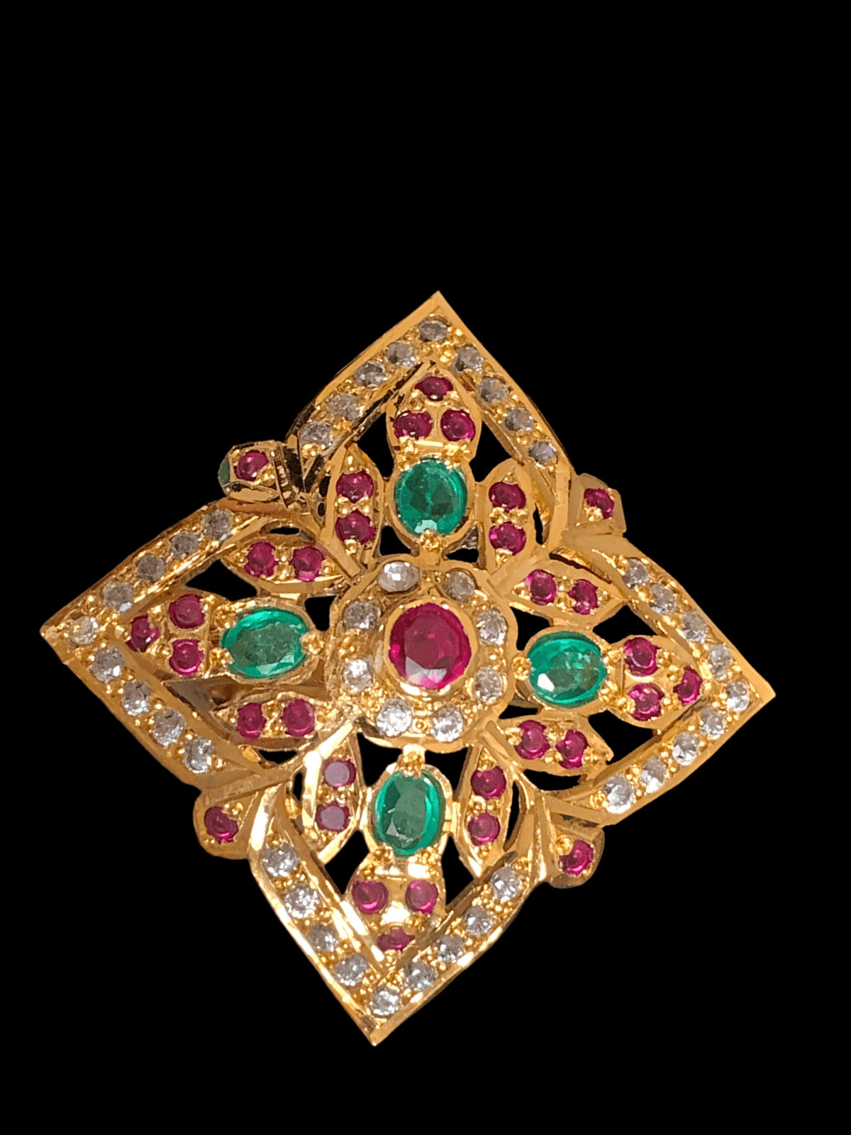 Ruby emerald gold plated silver ring ( SHIPS IN 5 WEEKS )