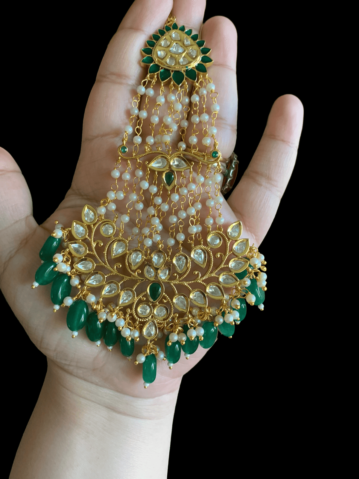DJHR25  polki jhoomar - Green  ( READY TO SHIP )