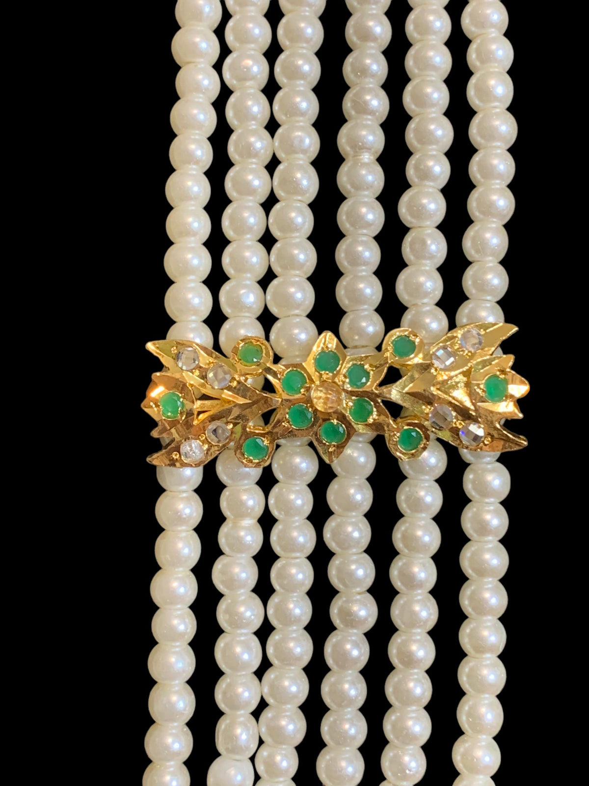 LN168 long Rani haar in pearls and green beads ( READY TO SHIP)