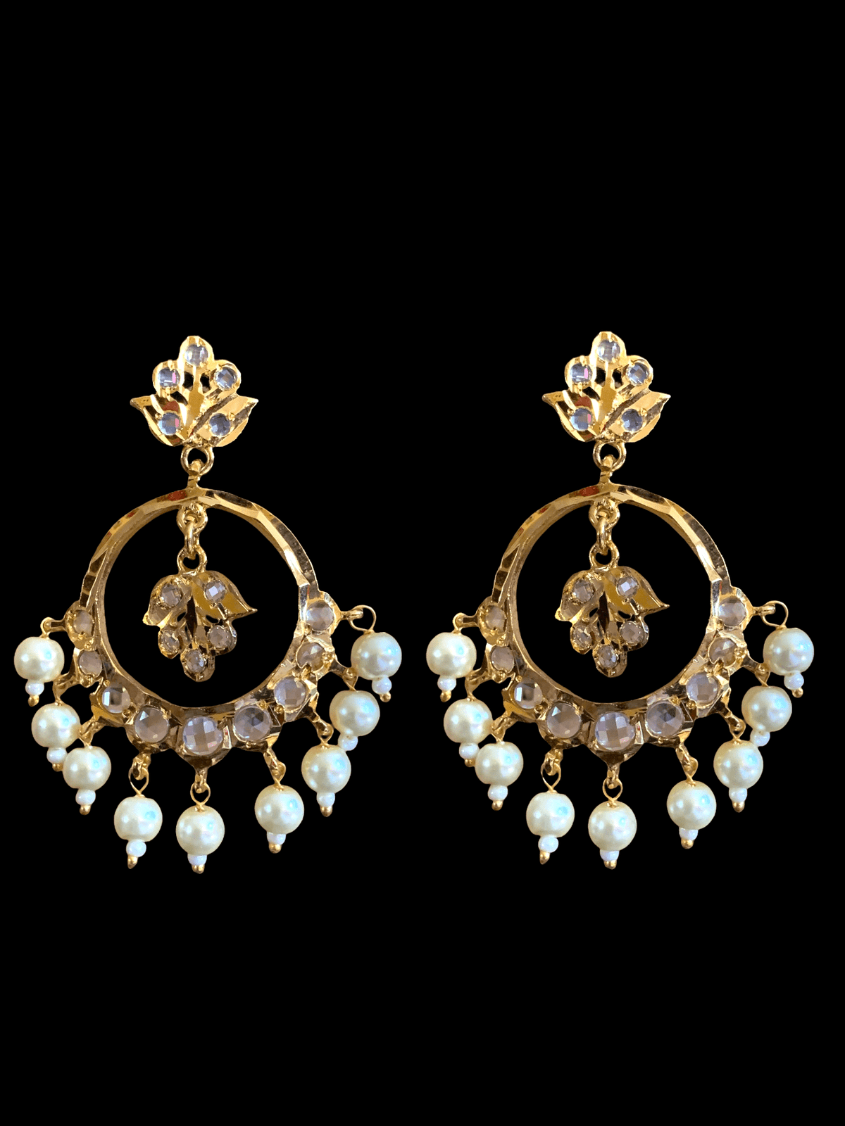 DER566 Nida medium sized Chandbali in pearls (READY TO SHIP)