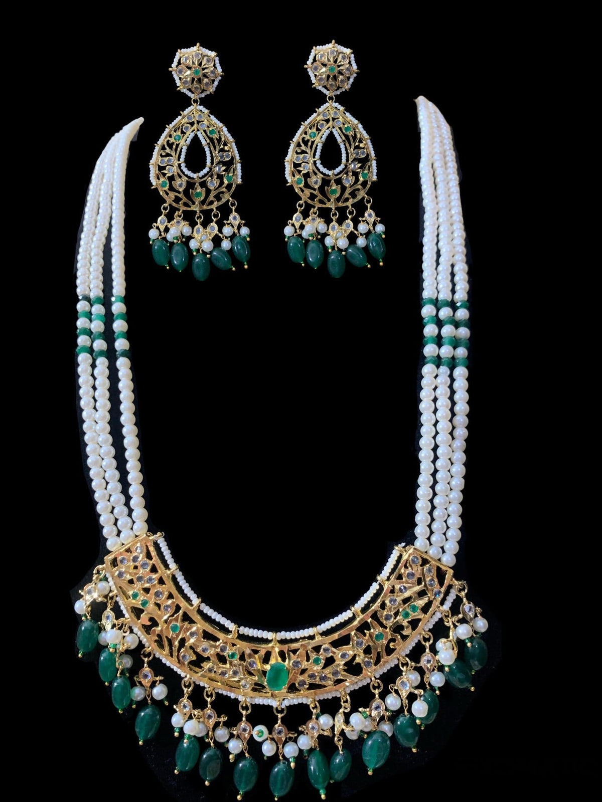 LN78 Adhira ranihaar (green) (SHIPS IN 3 WEEKS )