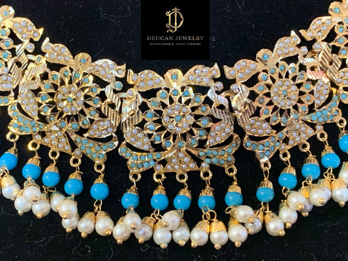 NS69T Rashmika set in turquoise ( READY TO SHIP )