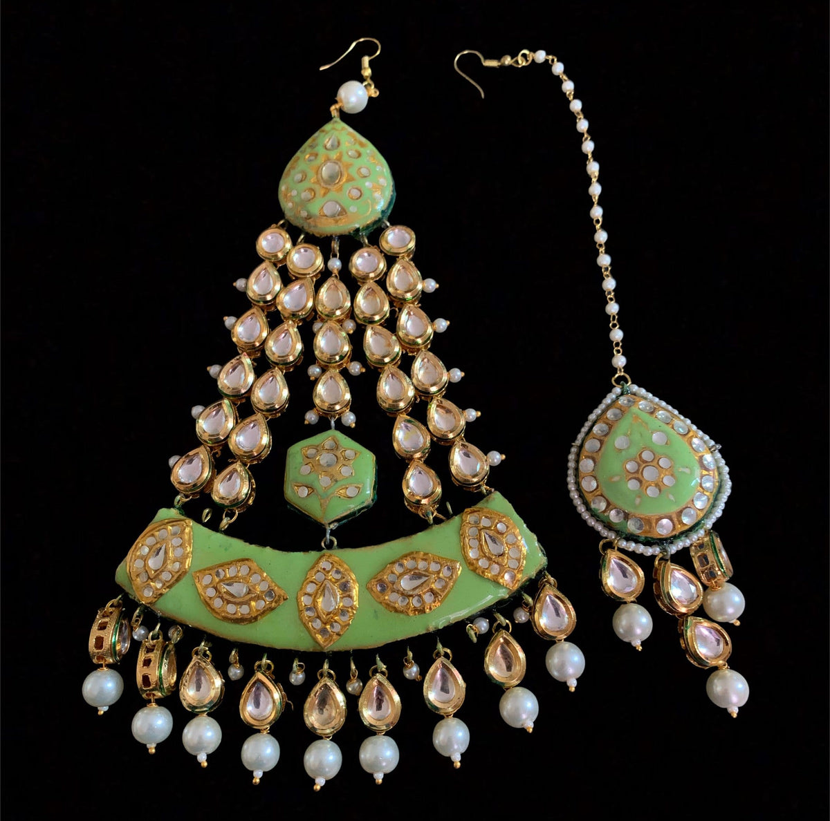 JTK2 Amrita green meenakari jhoomar tika ( READY TO SHIP )