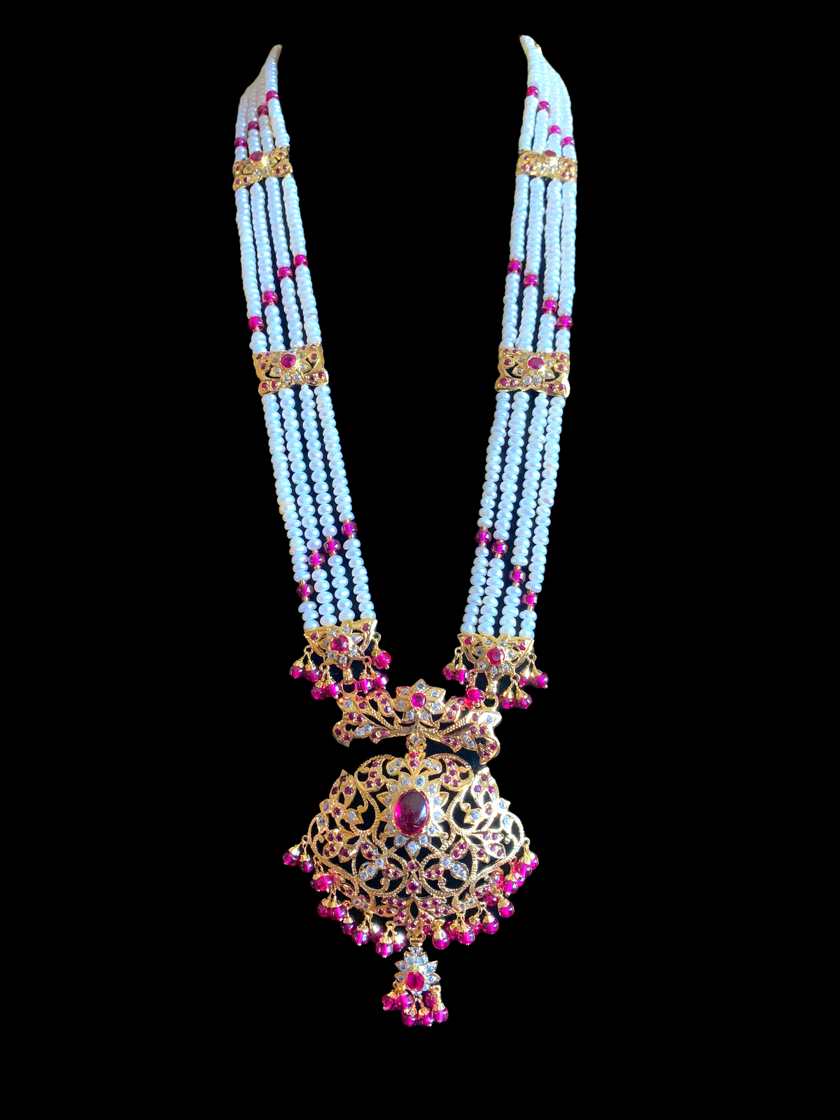 MAHNOOR gold plated silver Rani haar in rubies ( READY TO SHIP )