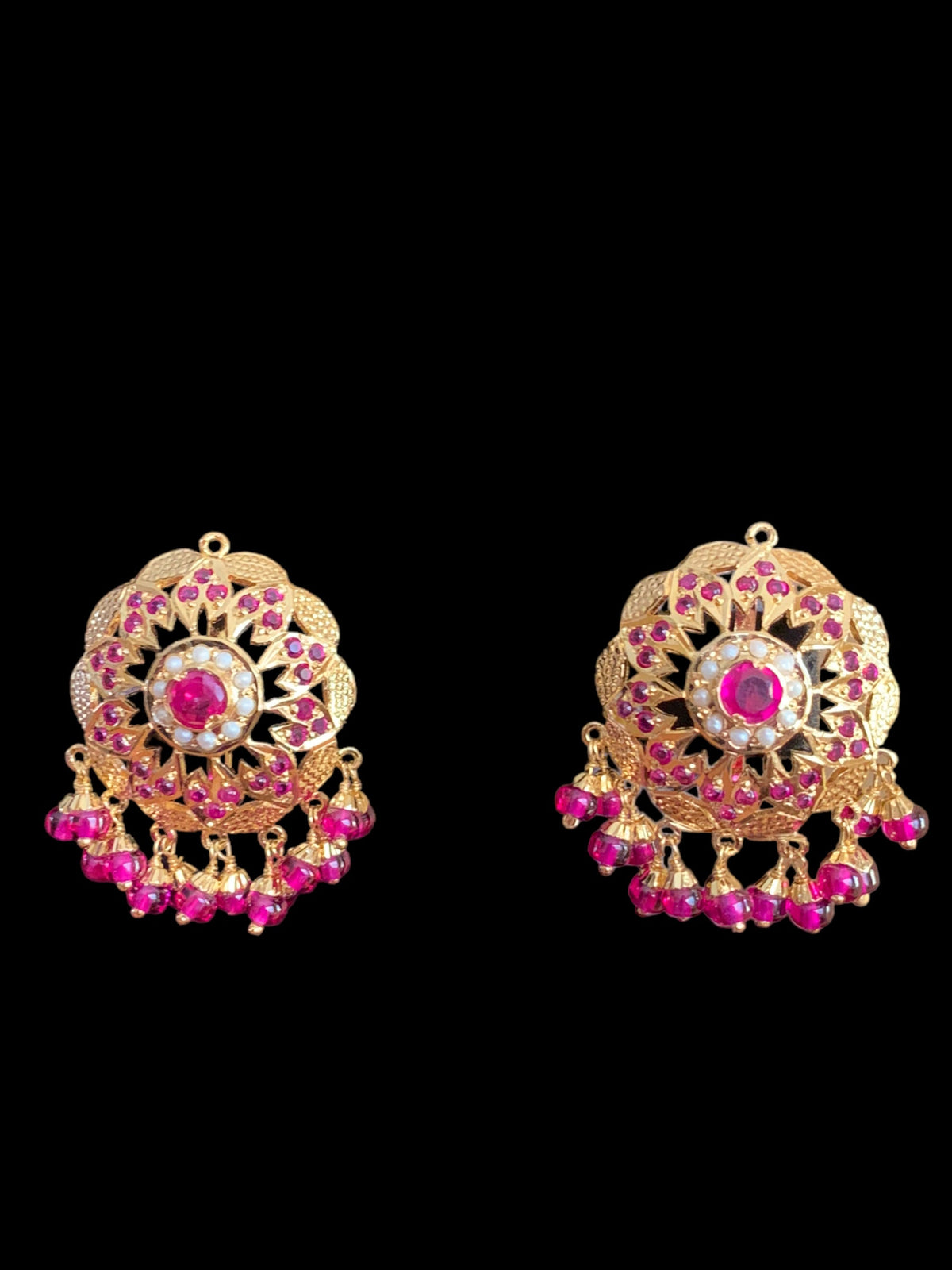 Ruby pearl gold plated silver earrings ( SHIPS IN 5 WEEKS)