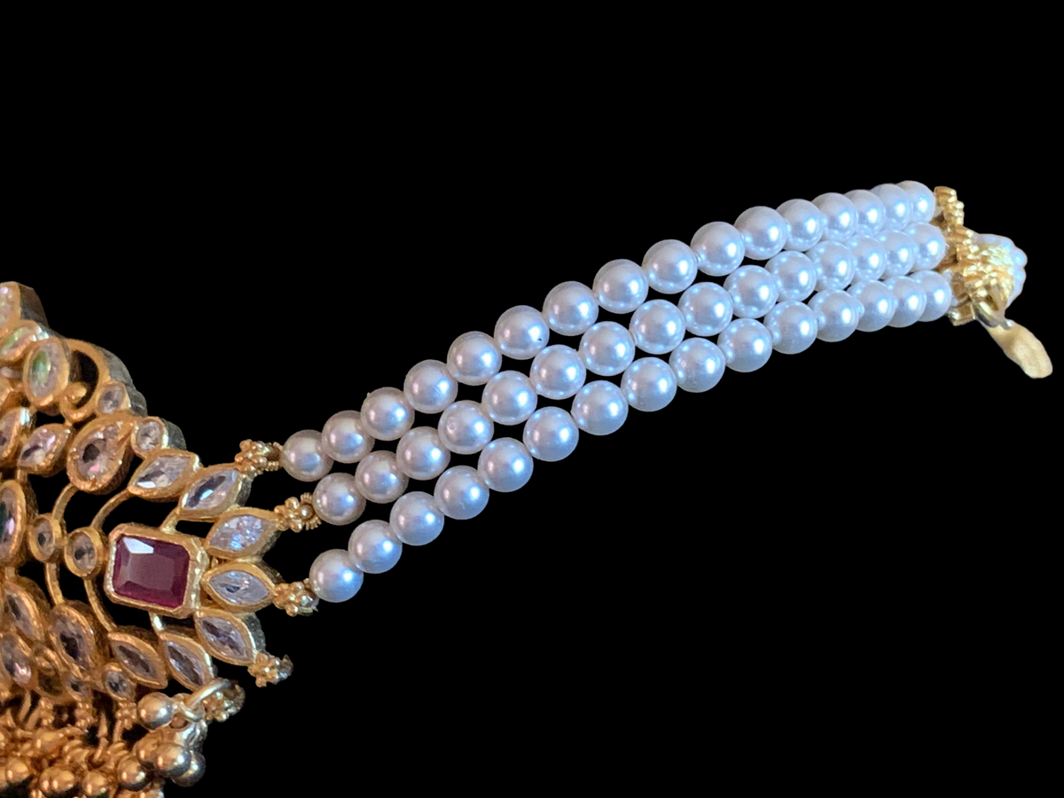 Gold plated silver choker with earrings ( SHIPS IN 5 WEEKS )