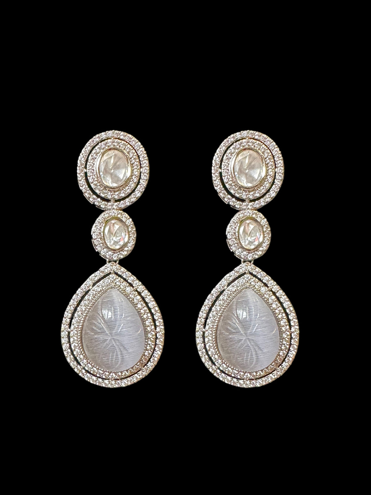 DNS11 Reema high quality Polki necklace set - grey ( READY TO SHIP )