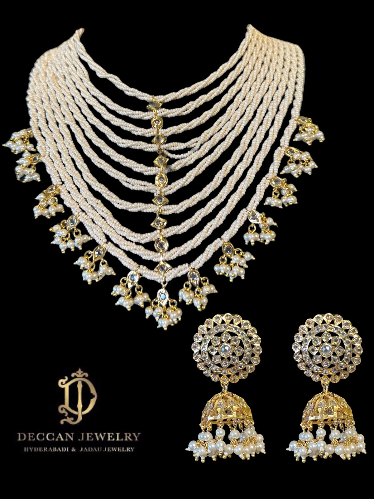 DNS10 Mala pearl necklace with jhumka ( SHIPS IN 4 WEEKS )