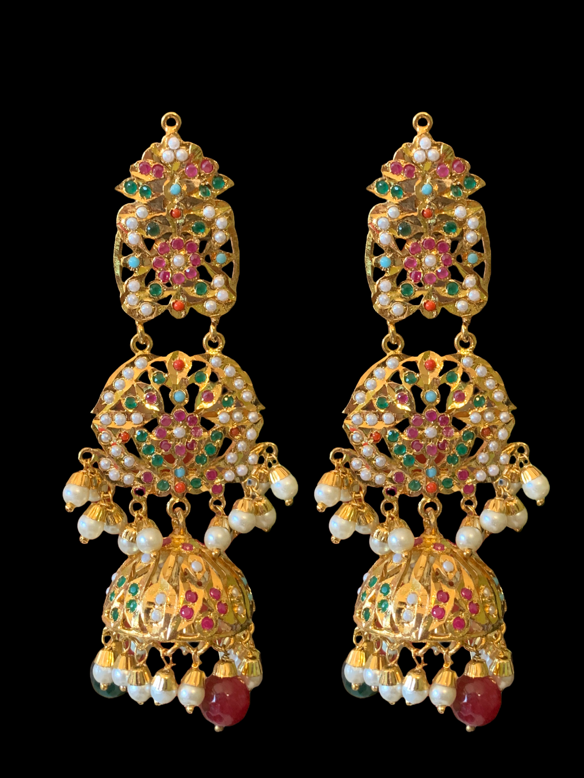 DER359 Vidisha jhumka in navratan ( READY TO SHIP )
