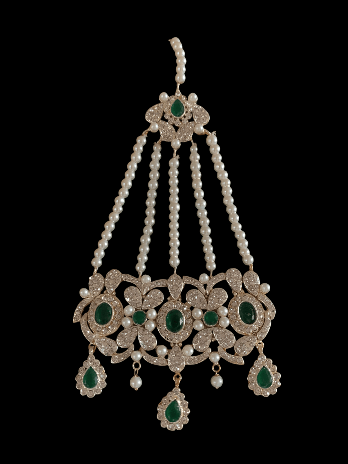 DJHR71 Nilofar zircon jhoomar in green ( READY TO SHIP )
