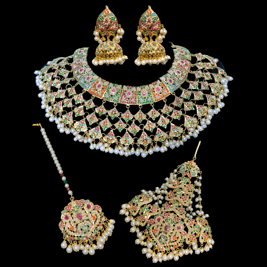 BR91 Hunza Navratan  jadau bridal set   ( READY TO SHIP )