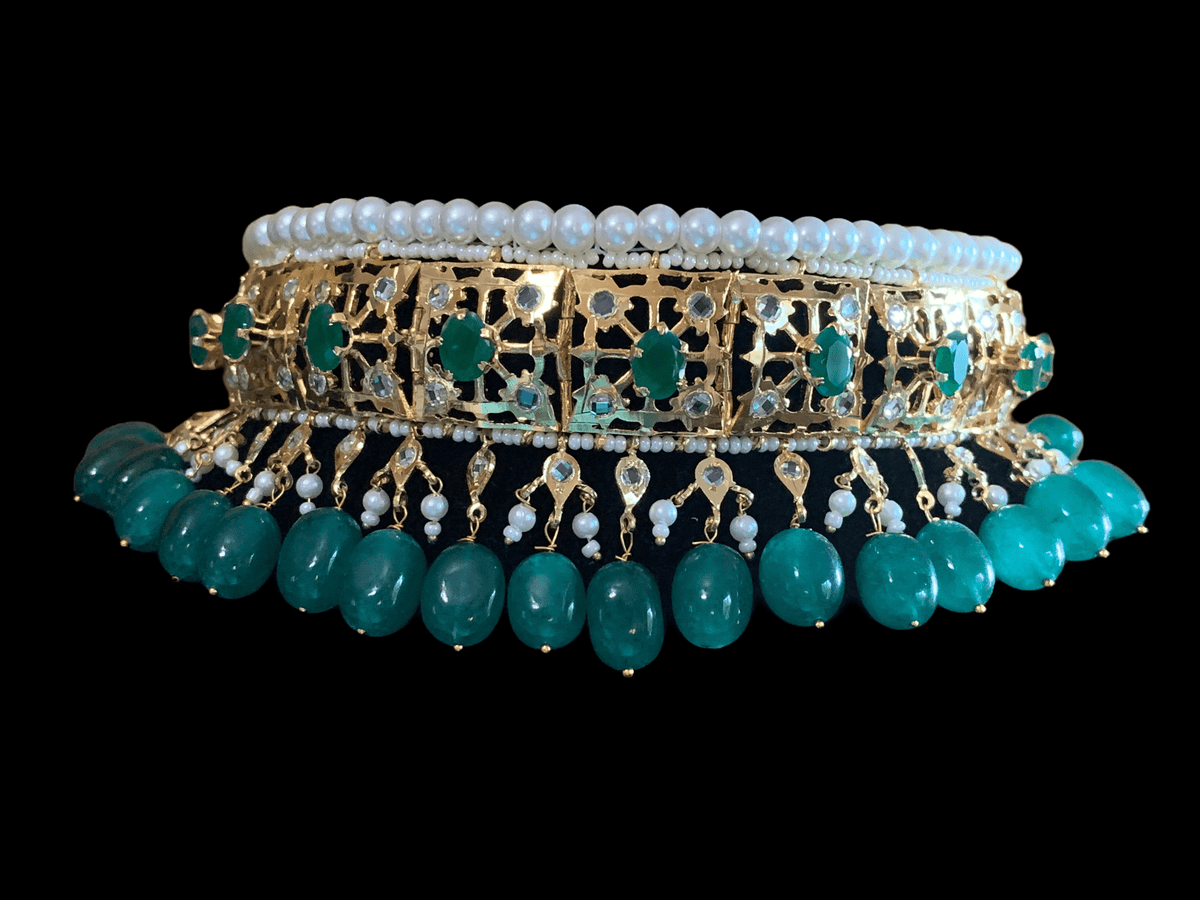 C110 jadavi lacha in emerald beads ( READY TO SHIP )