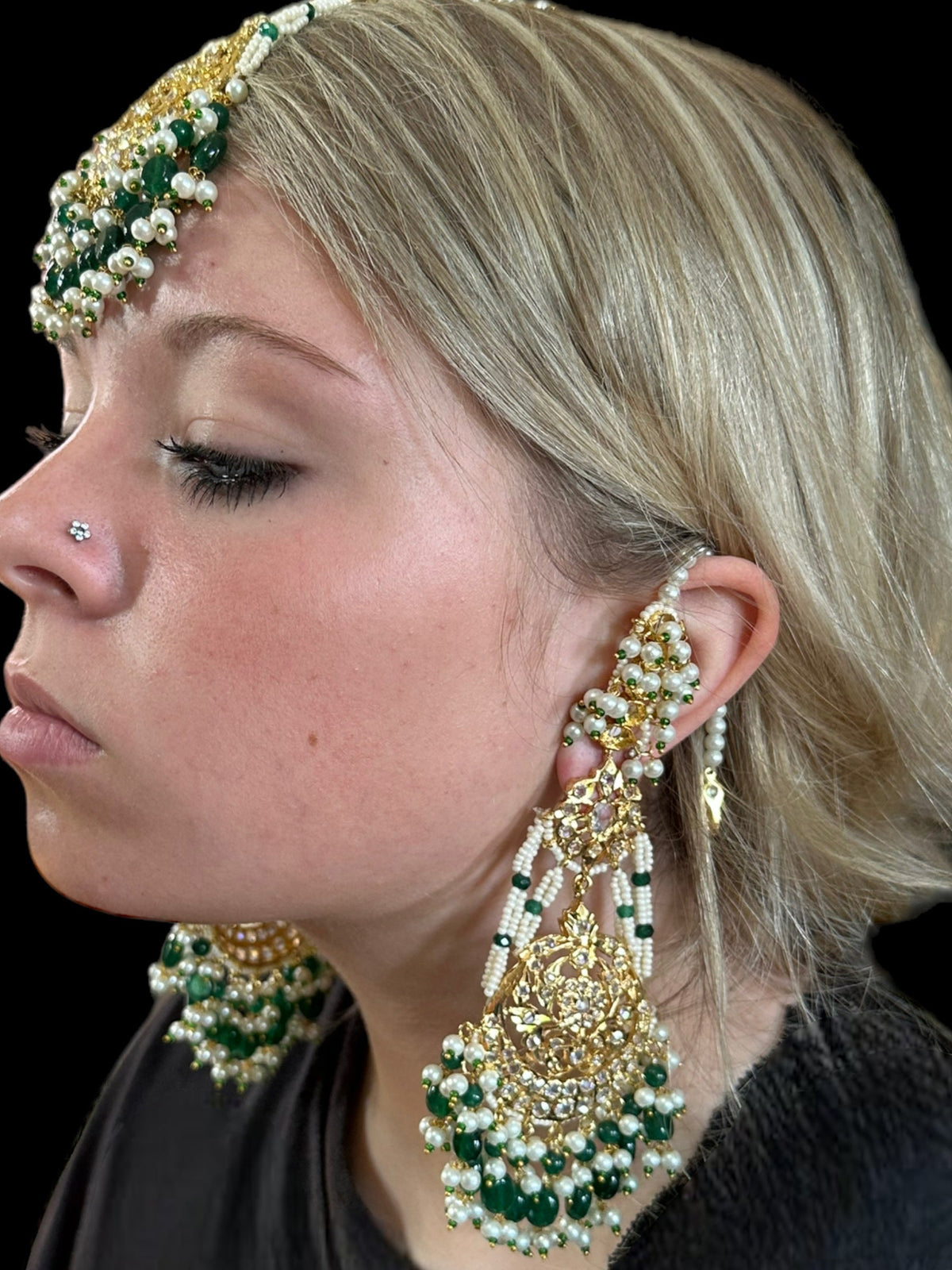DJET42 Romana earrings tika in green ( READY TO SHIP )